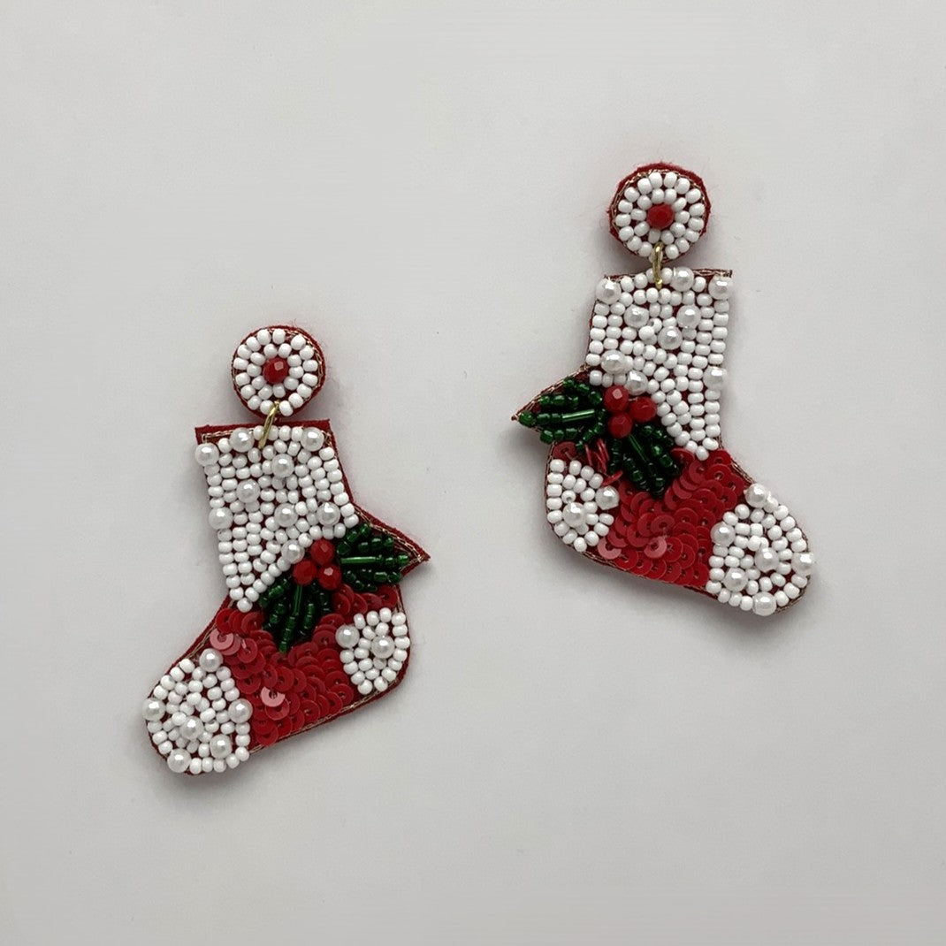 X-mas Beaded Stocking Earrings