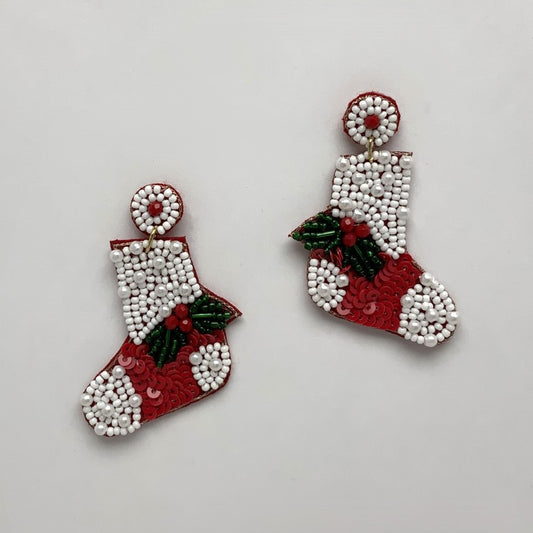 X-mas Beaded Stocking Earrings