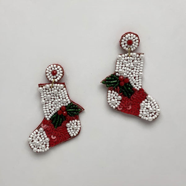 X-mas Beaded Stocking Earrings