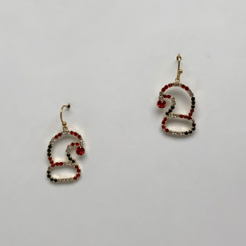 Crystal Santa Hat Outline Earrings