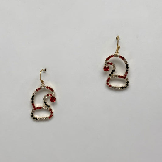 Crystal Santa Hat Outline Earrings