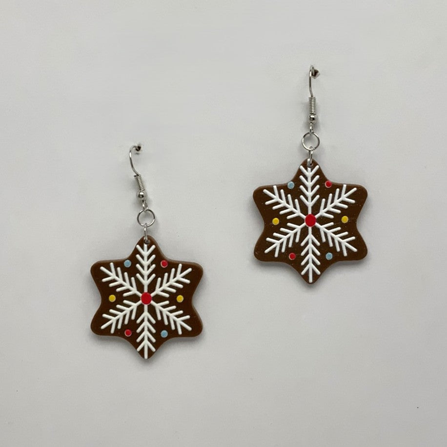 Gingerbread Snowflake Earrings