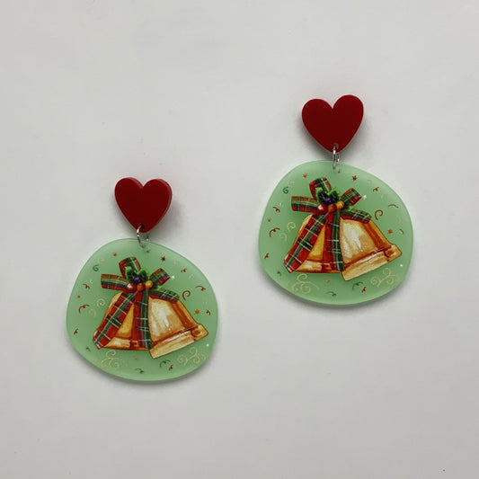 Lucite Christmas Bell Circle Earrings