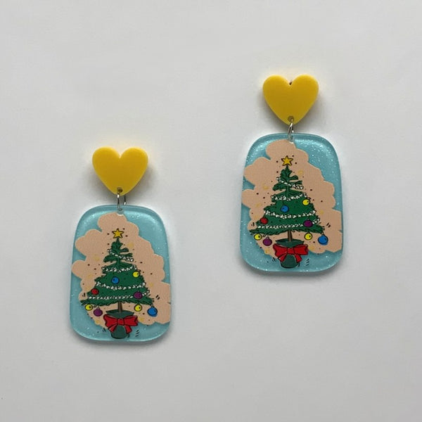 Lucite Christmas Tree Earrings