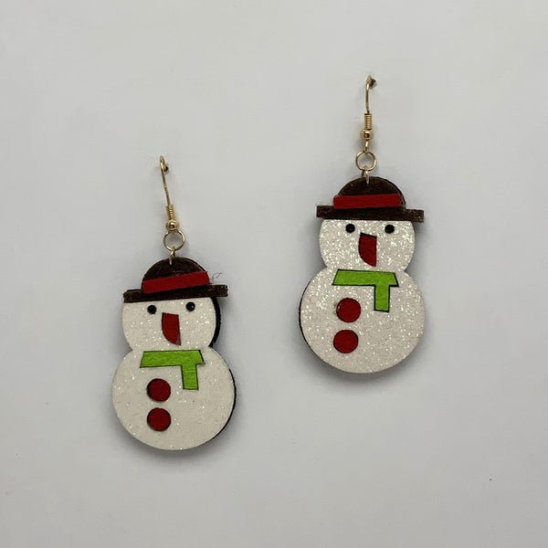Glitter Snowman Earrings