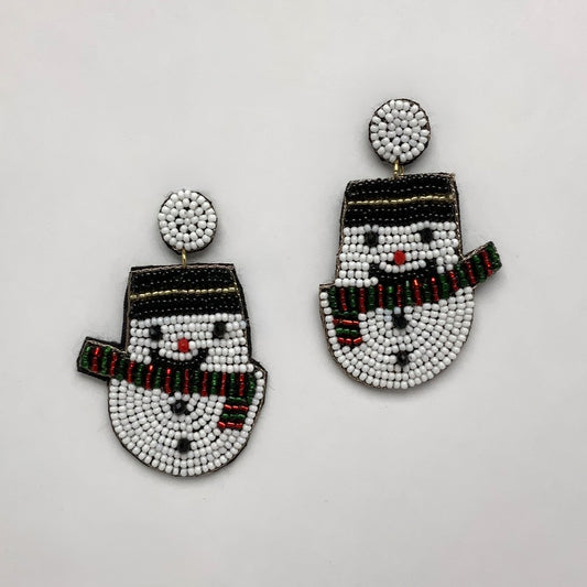 Beaded Snowman Earrings