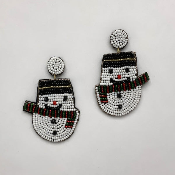 Beaded Snowman Earrings
