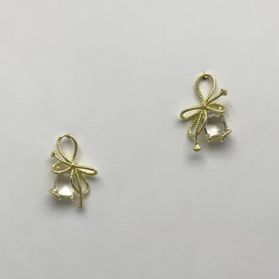 Bow Wrapped Crystal Earrings