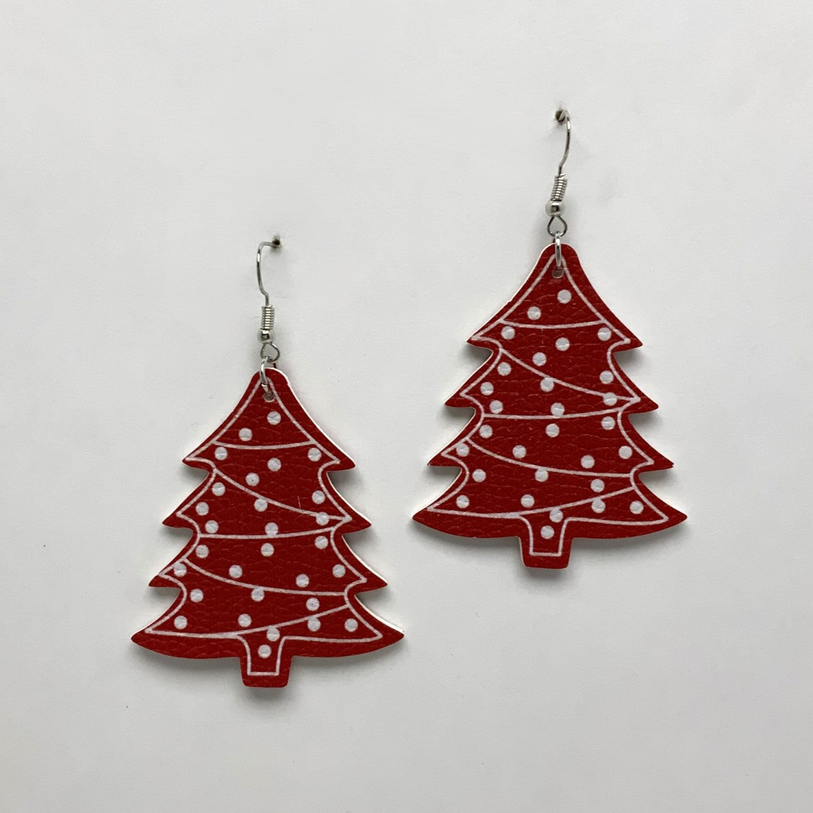 Faux Leather Christmas Tree Earrings