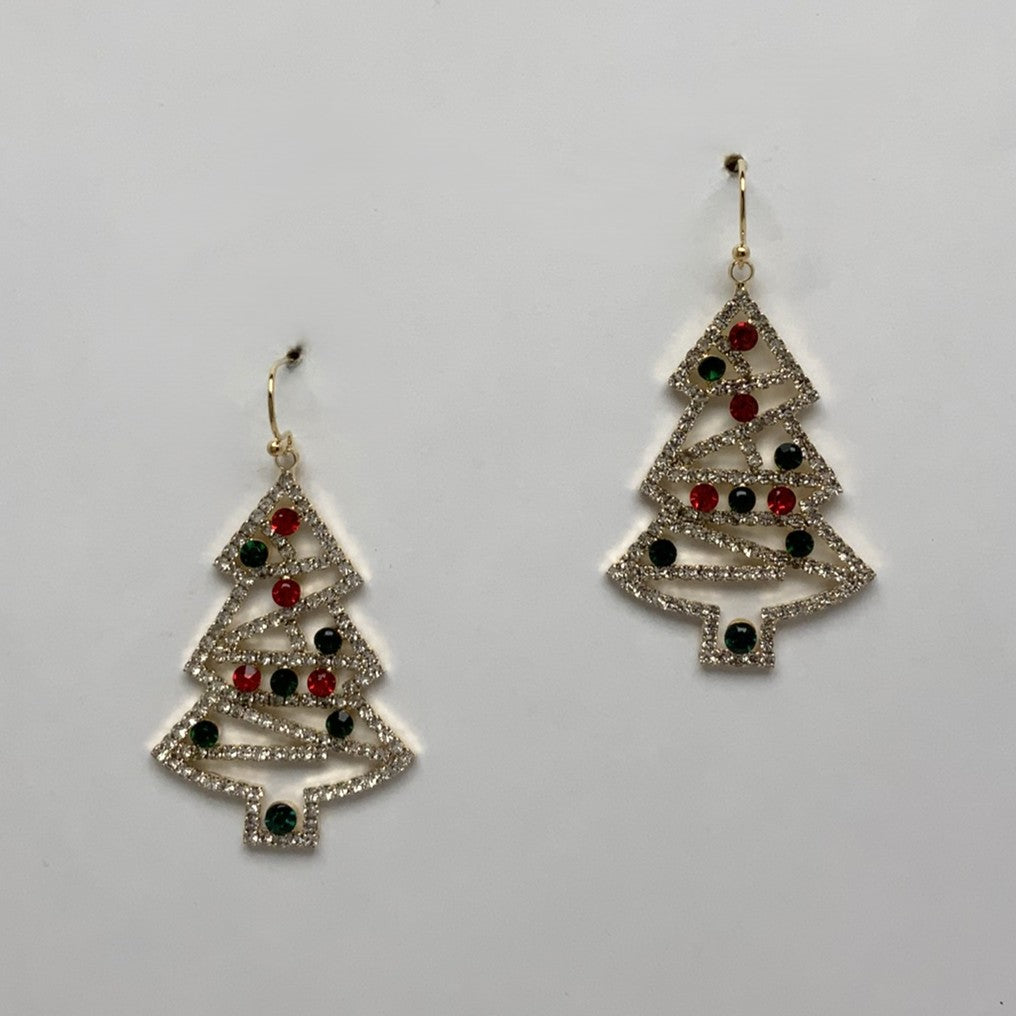 Crystal Christmas Tree Earrings