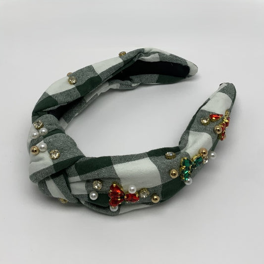 Christmas Pattern Crystal Knot Headband