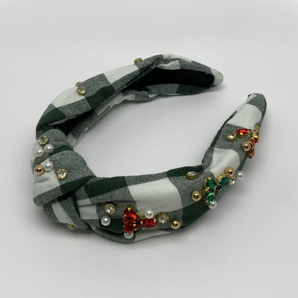 Christmas Pattern Crystal Knot Headband