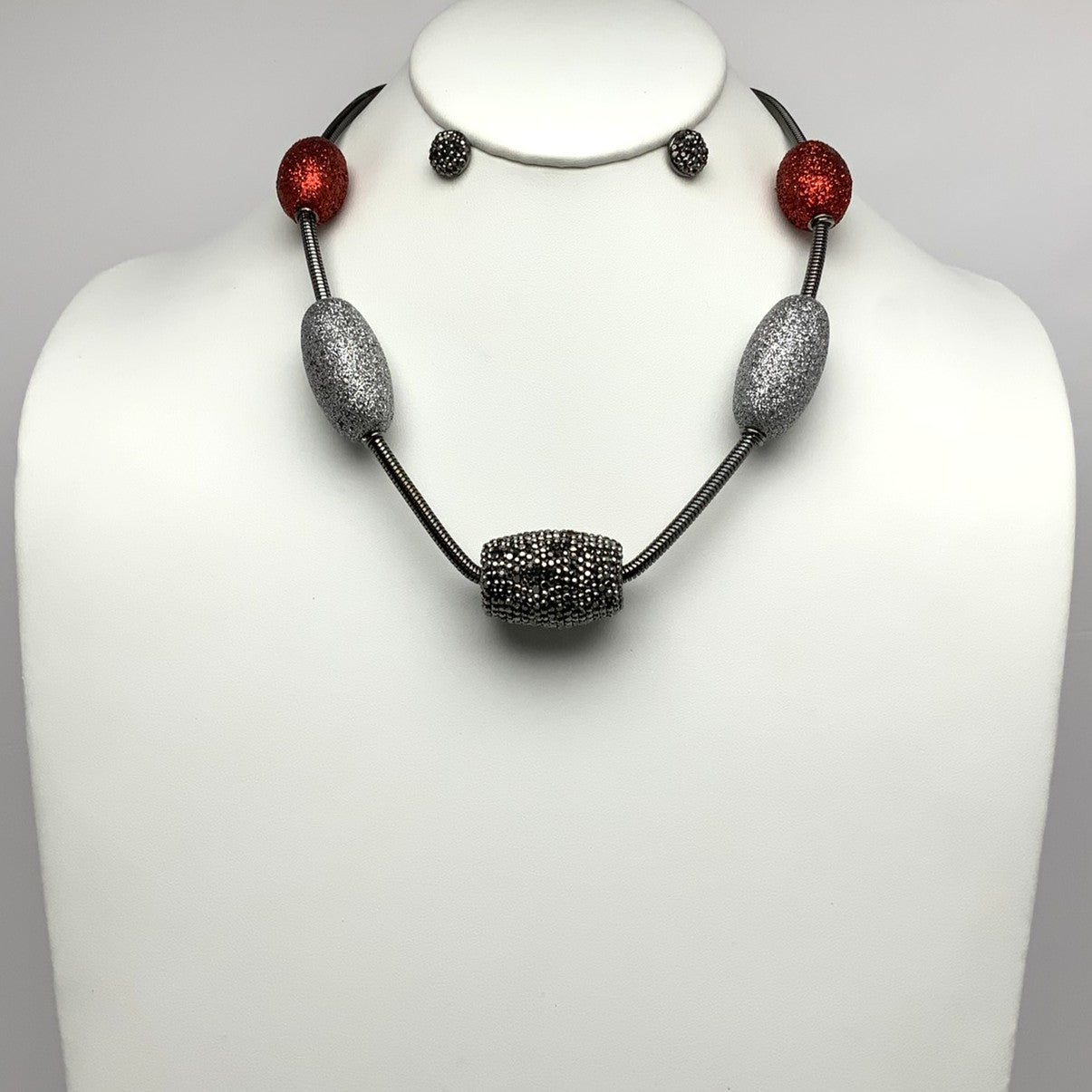 Chunky Bead Snake Chain Necklace Set