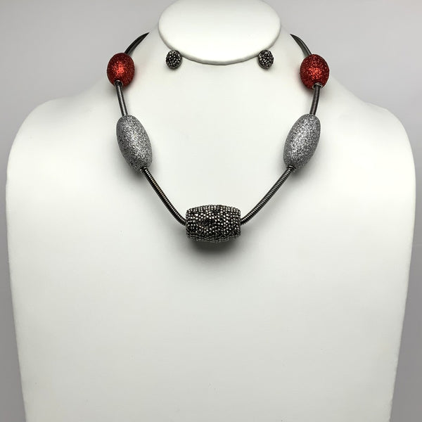 Chunky Bead Snake Chain Necklace Set