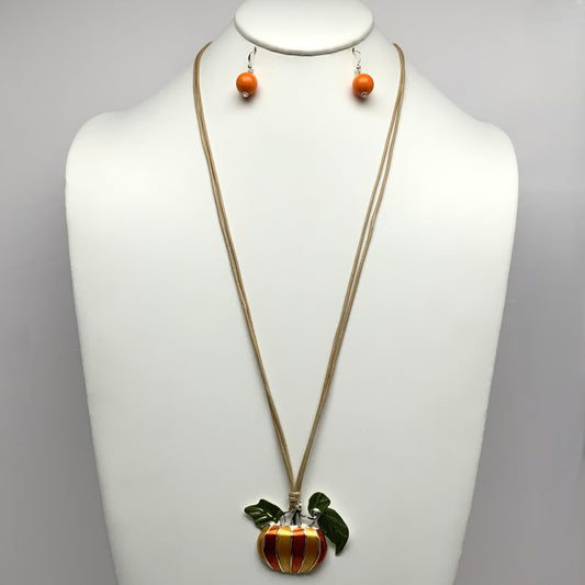 Pumpkin Cord Necklace Set