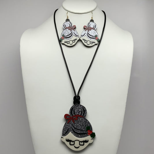 Christmas Woman Cord Necklace Set