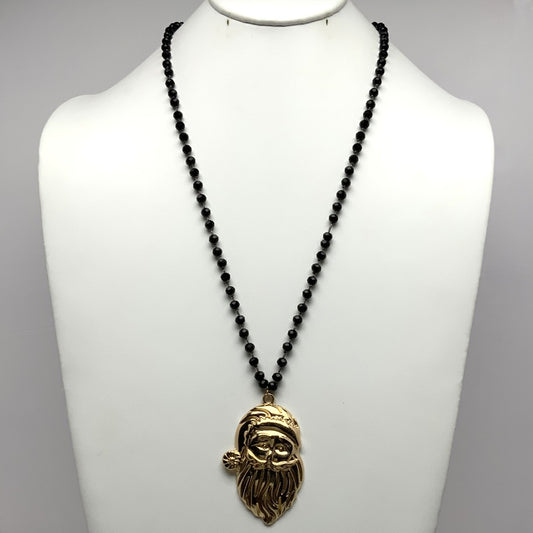 Adjustable Beaded Santa Pendent Necklace