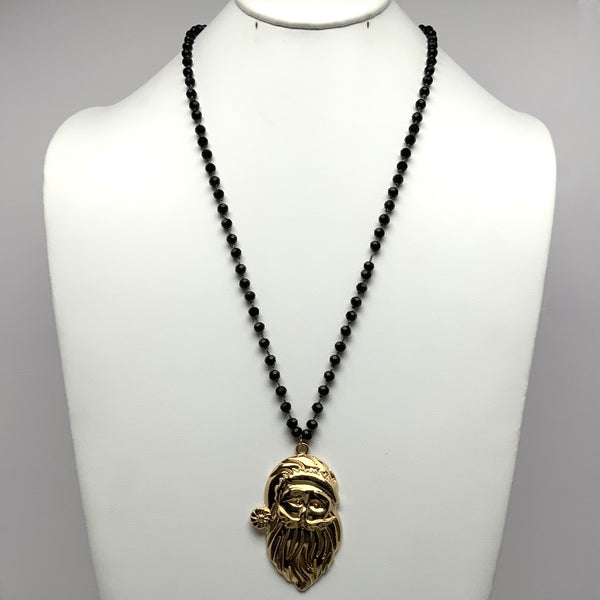 Adjustable Beaded Santa Pendent Necklace