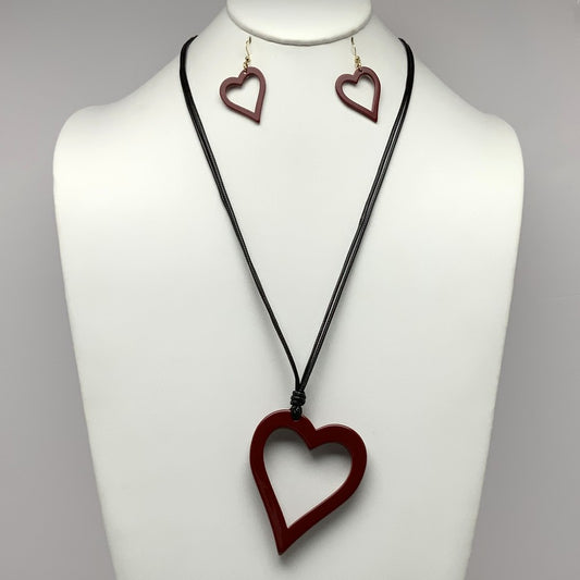 Lucite Heart Cord Necklace Set