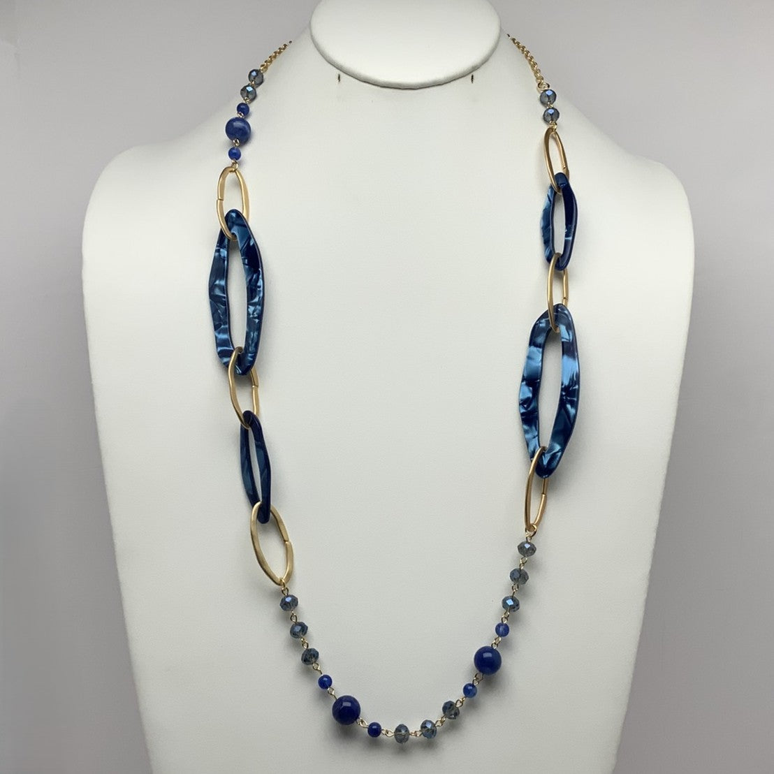 Long Oval Lucite Crystal Necklace