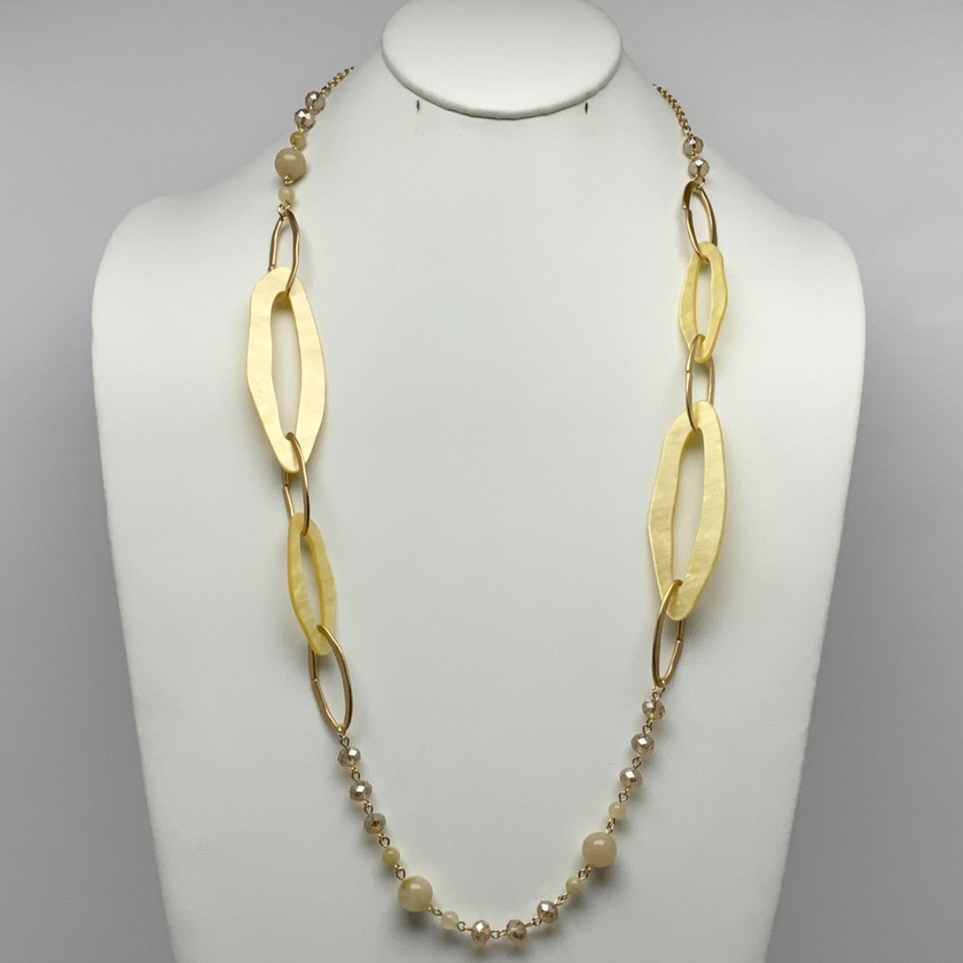 Long Oval Lucite Crystal Necklace