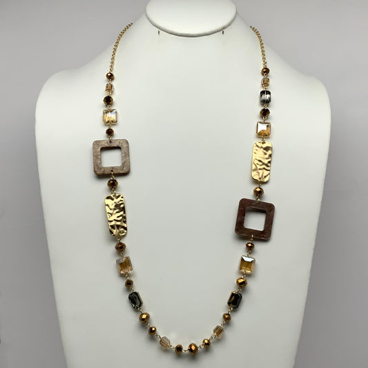 Long Crystal Square Lucite Necklace