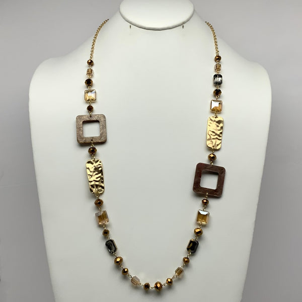 Long Crystal Square Lucite Necklace