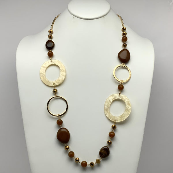 Long Lucite Circle Crystal Necklace