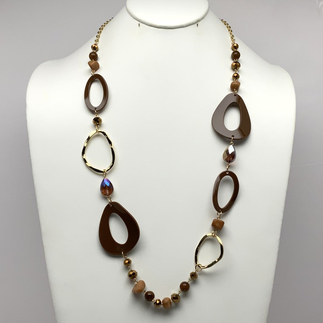 Long Abstract Stone Curved Lucite Necklace