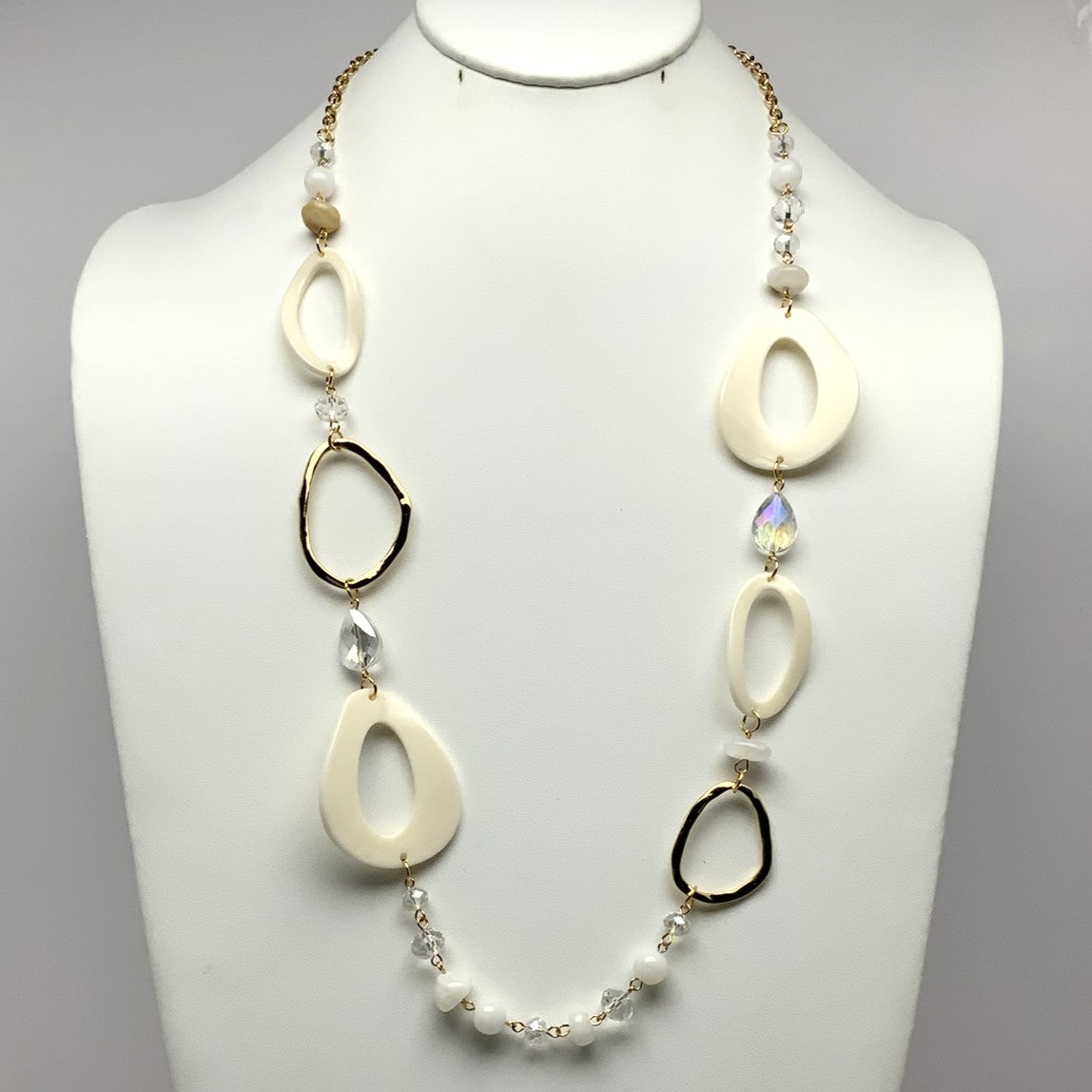 Long Abstract Stone Curved Lucite Necklace