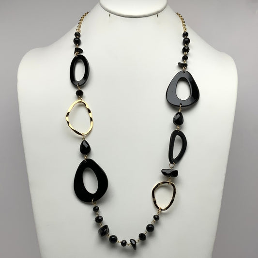 Long Abstract Stone Curved Lucite Necklace