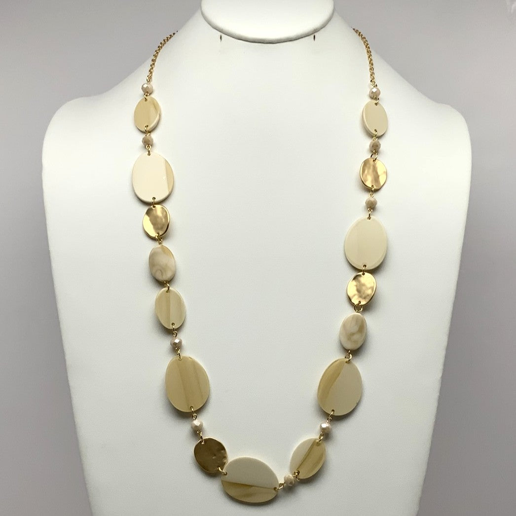 Long Flat Lucite Crystal Necklace