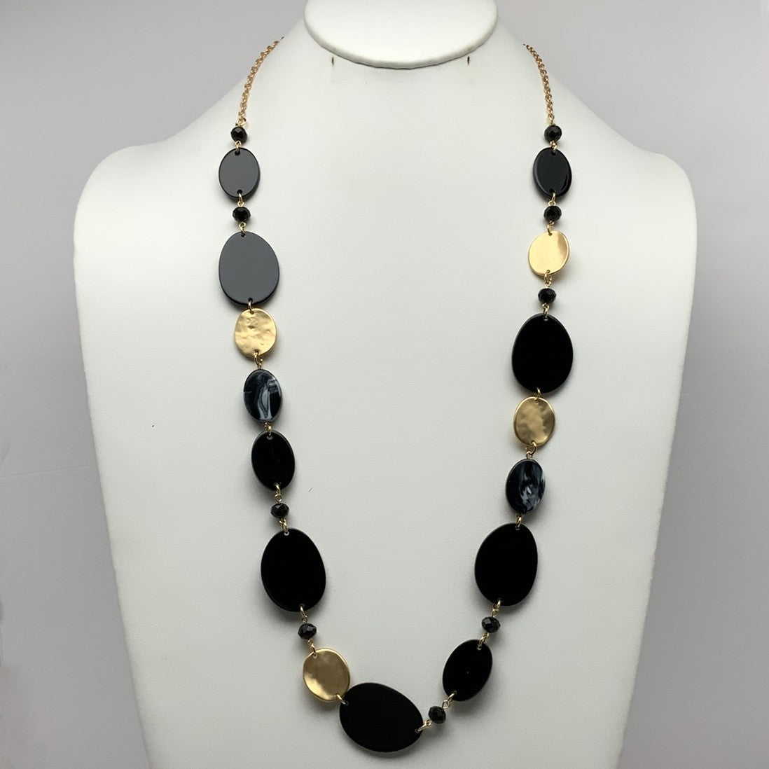 Long Flat Lucite Crystal Necklace