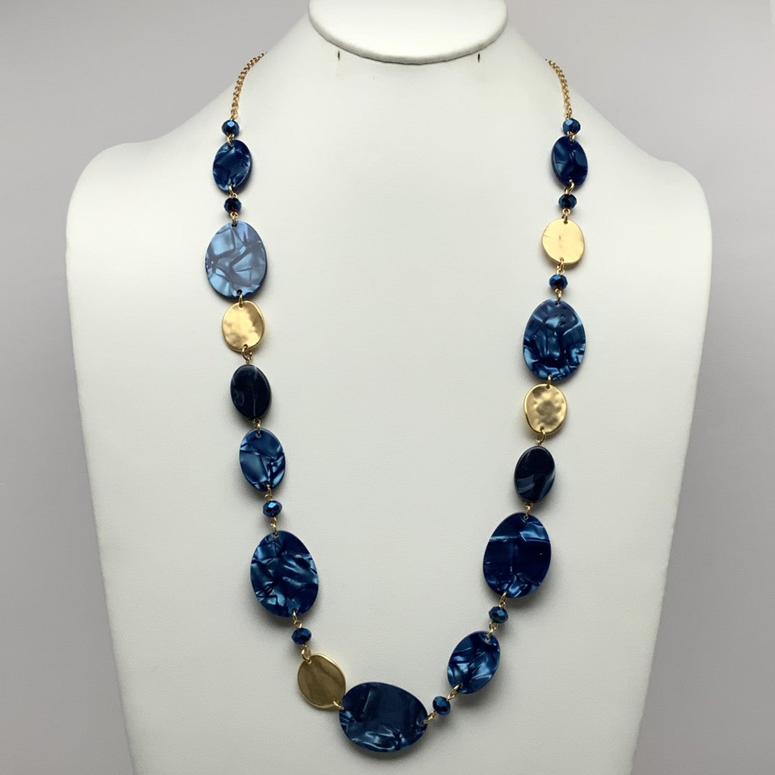 Long Flat Lucite Crystal Necklace