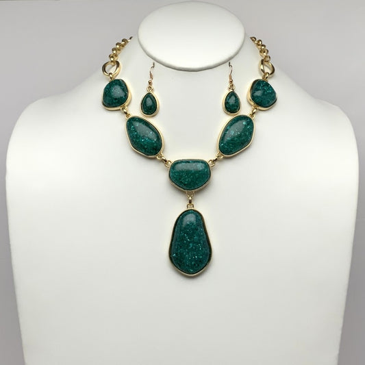 Sparkle Enamel Bib Style Necklace Set