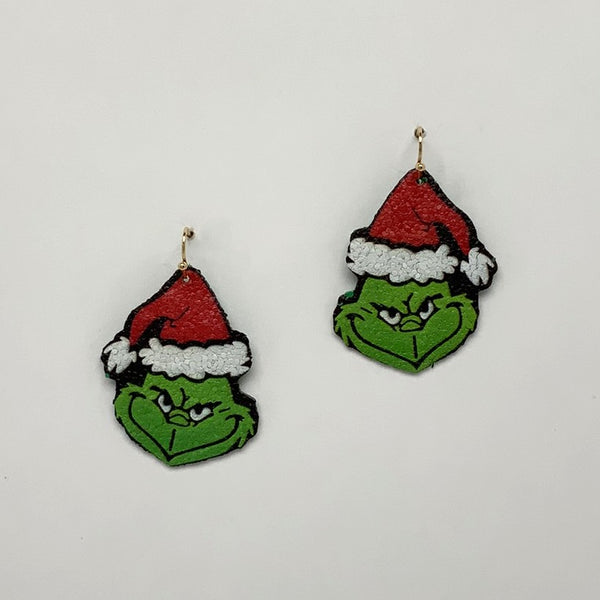 Grinch Santa Hat Earrings