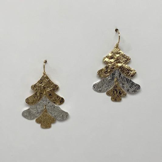 Dangly Textured Christmas Tree Earrings