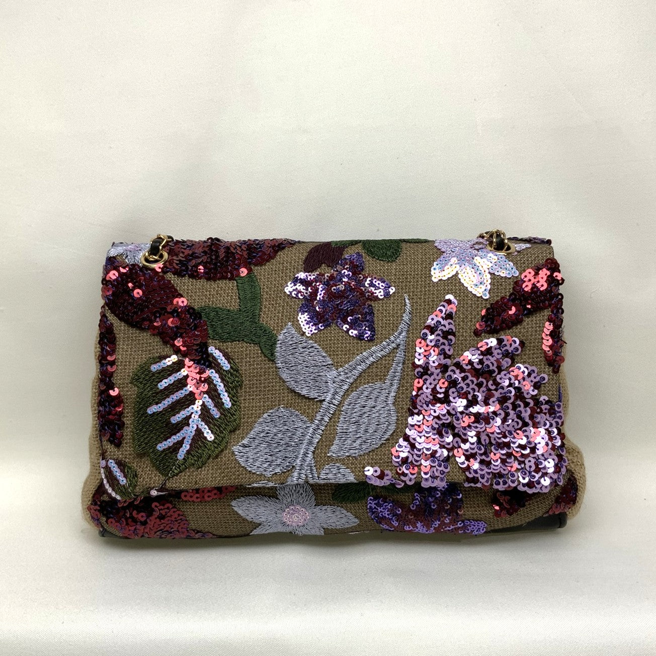 Flower Patterned Sequined Bag