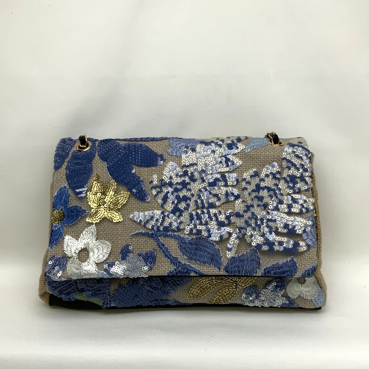 Flower Patterned Sequined Bag