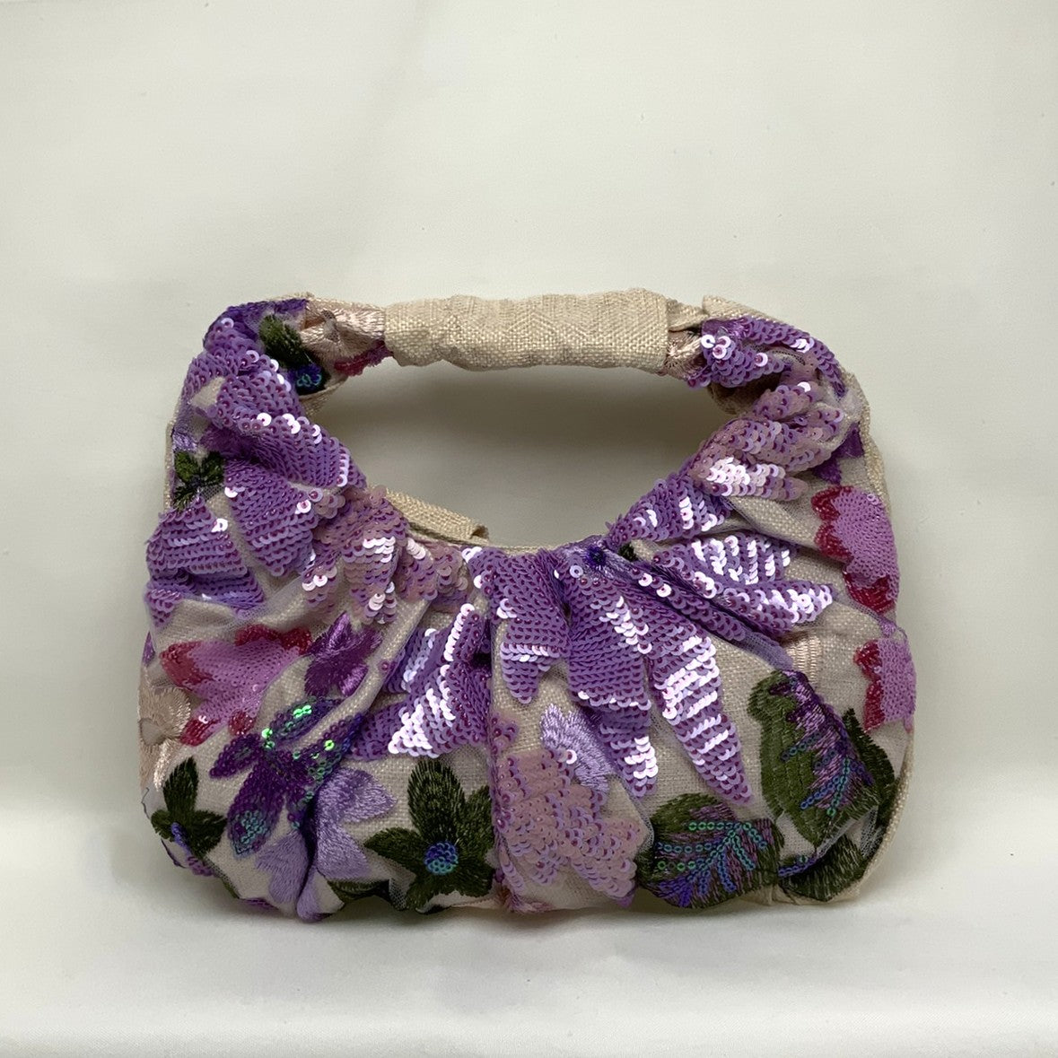 Flower Sequin Scrunch Handbag