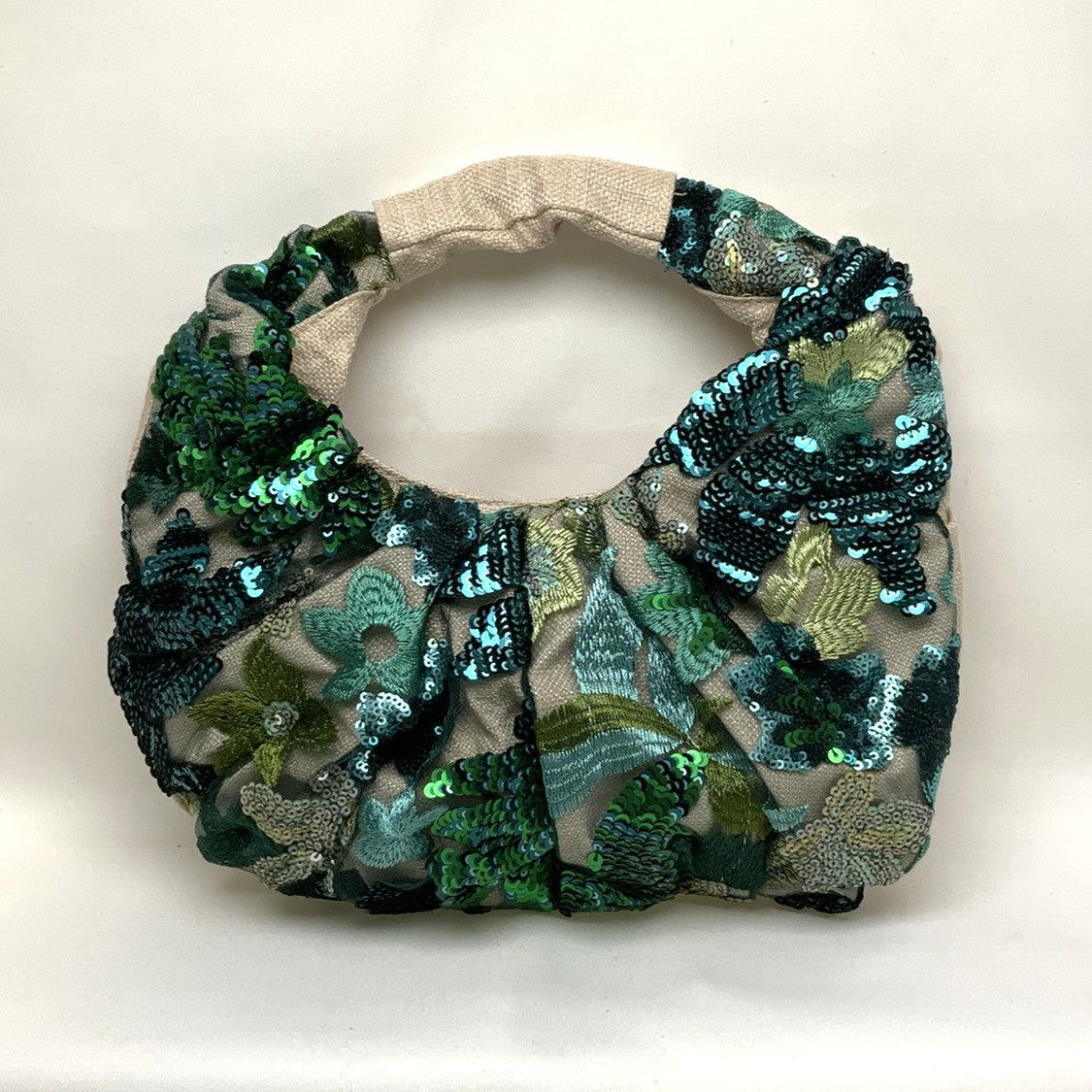 Flower Sequin Scrunch Handbag