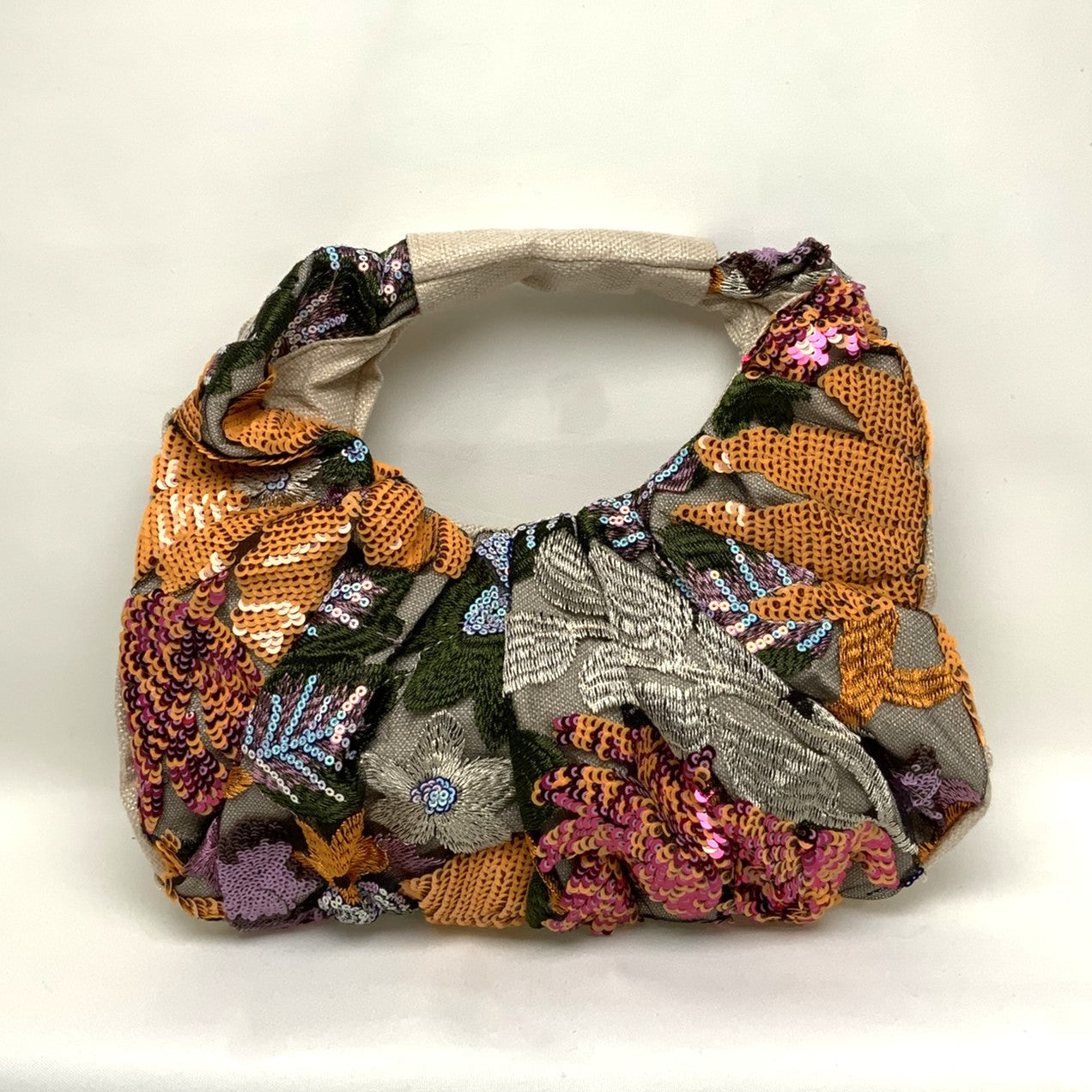 Flower Sequin Scrunch Handbag