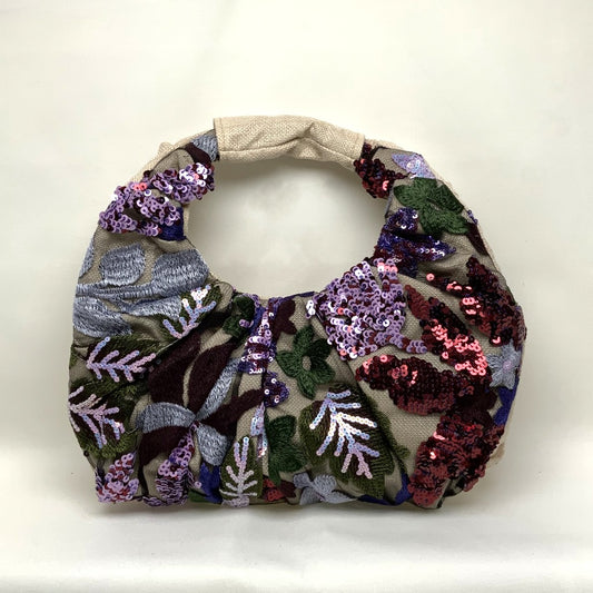 Flower Sequin Scrunch Handbag