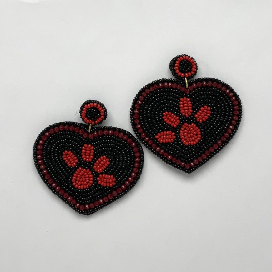 Beaded Heart Earrings