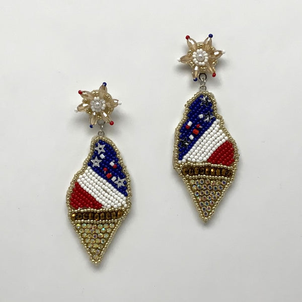Patriotic Beaded Flag Earrings