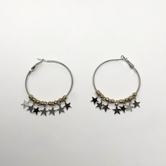 Hoop Beaded Star Earrings