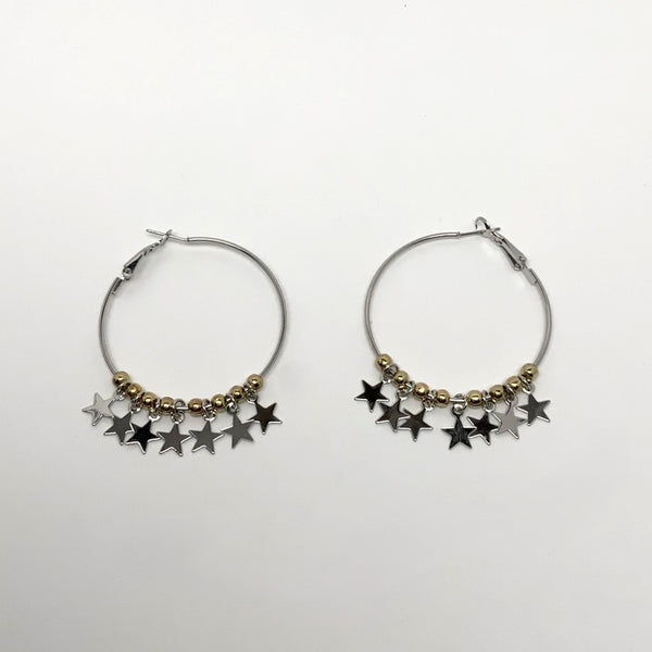 Hoop Beaded Star Earrings