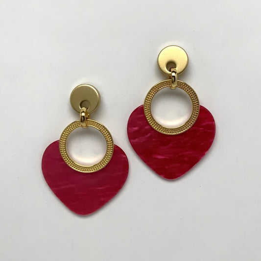 Lucite Heart-like Friction Back Earrings