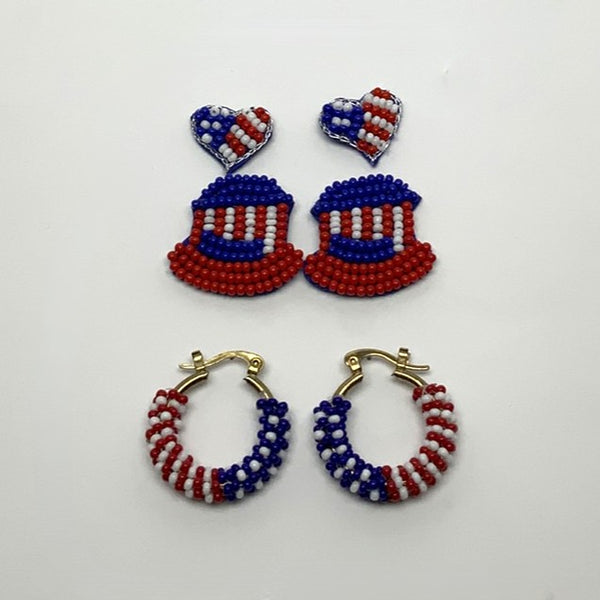 3 Set Patriotic Earrings