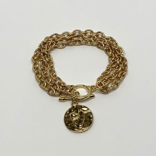 Heart Print Pendant Bracelet